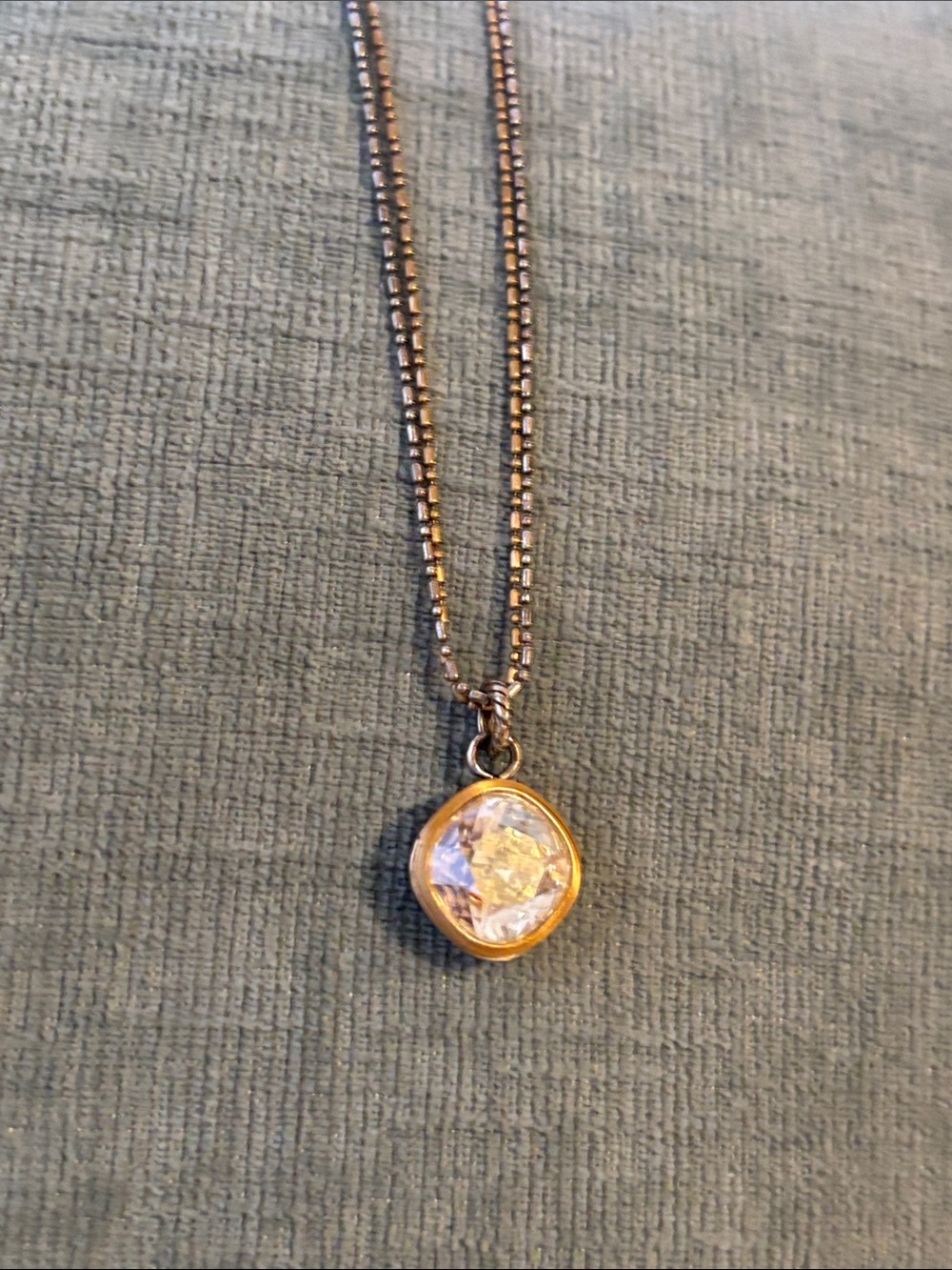 Brighton Gold-Tone Pendant with Clear Crystal on a Silver & Gold Chain